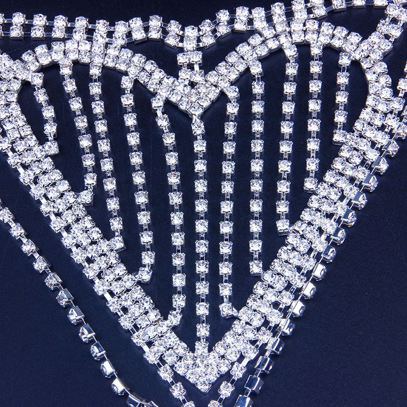  Love Heart Crystal Rhinestone Thong T Back Underwear Body Jewelry Sexy Chain for Women lingerie