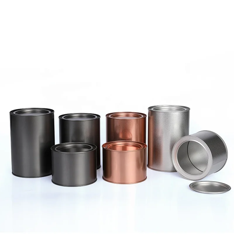 Tinplate Airtight Tin Jar Round Tea Can with Penny Lever Lids Snack Container