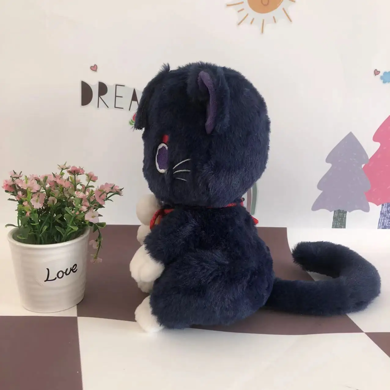 Аниме игра 24 см милый синий кот плюшевая кукла мультяшная игрушка подушка девушка подарок на день рождения