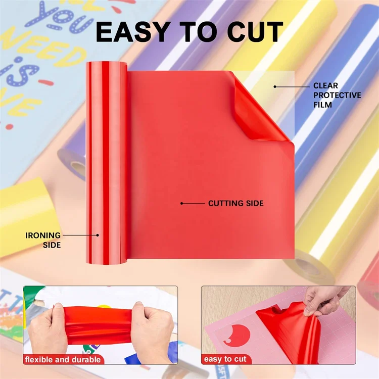 Flock Heat Transfer Vinyl Film Tape for T-shirt Flex PU Clothing High Guangdong Transparent Tshirt Sample Material High Quality