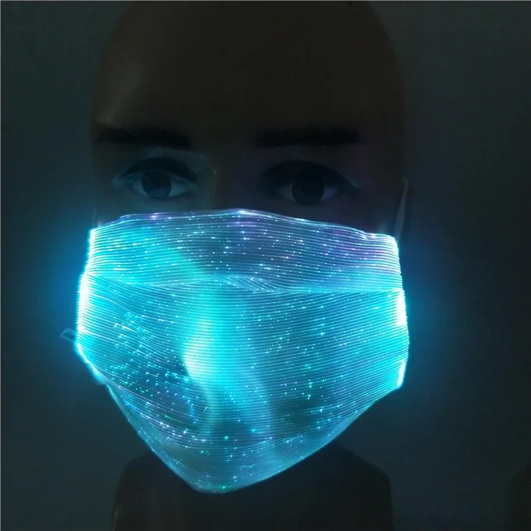 2020 Fashion Cool Luminous LED Rave lighting Up Mask Fiber Optic Neon Party Mask For Night Club Bar