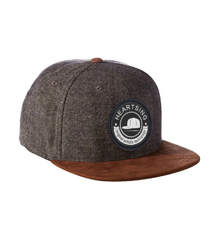 Wool And Suede Brim 6 Panel Snapback Hat And Cap Custom Street Style Unisex Printed Hiphop Canvas Snapback Hat