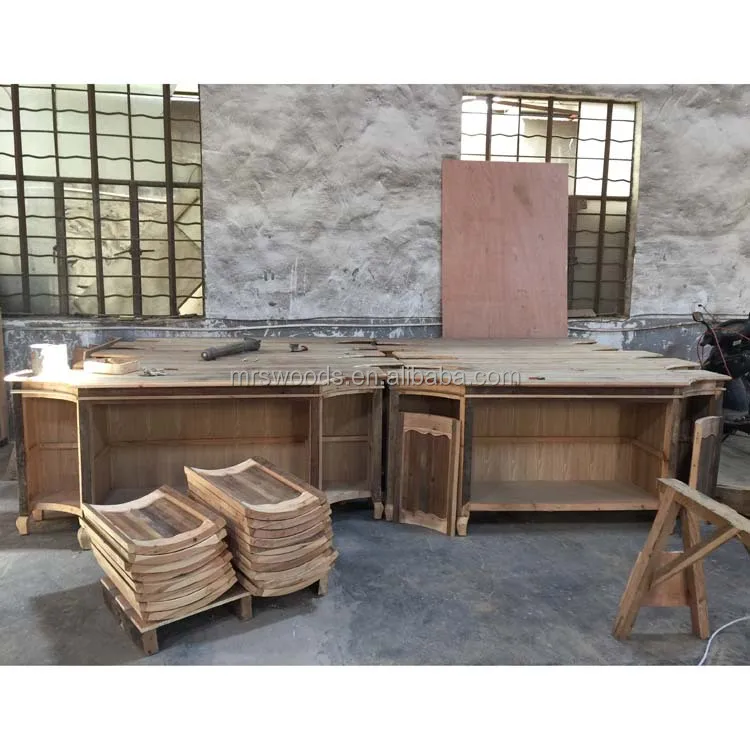 MRS WOODS French country style grey reclaimed wood chinese sideboard Cabinet