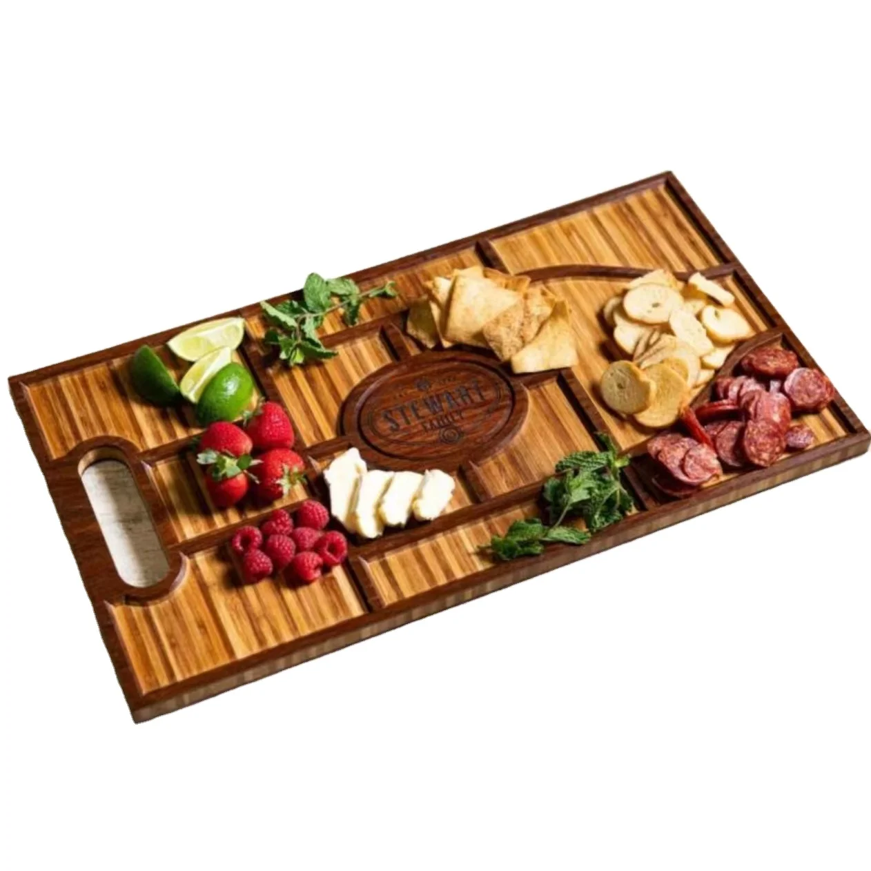 Wholesale Personalized Bamboo Large Charcuterie Board Meat Platter Design Cheese Serving Tray  in Stock