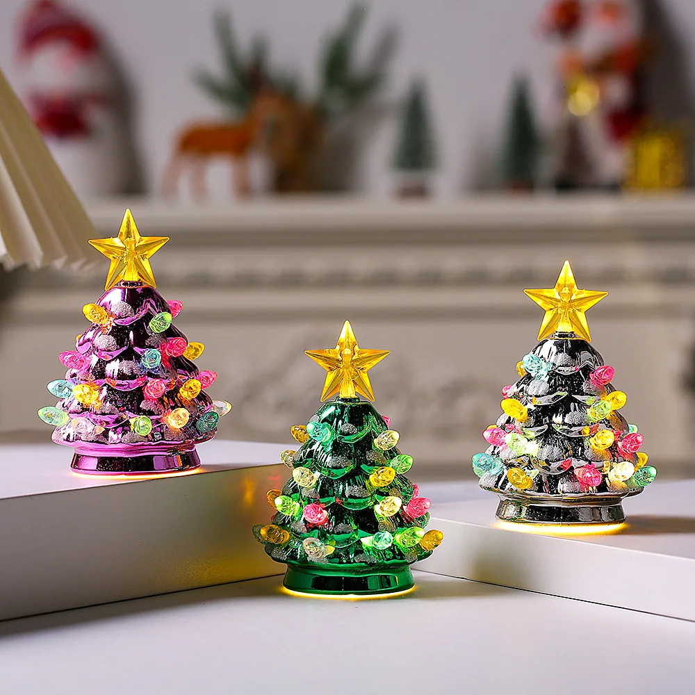 Creative Christmas Decorations Mini Christmas Tree With Led Lights Tabletop Decorations Scene Layout Christmas Gifts