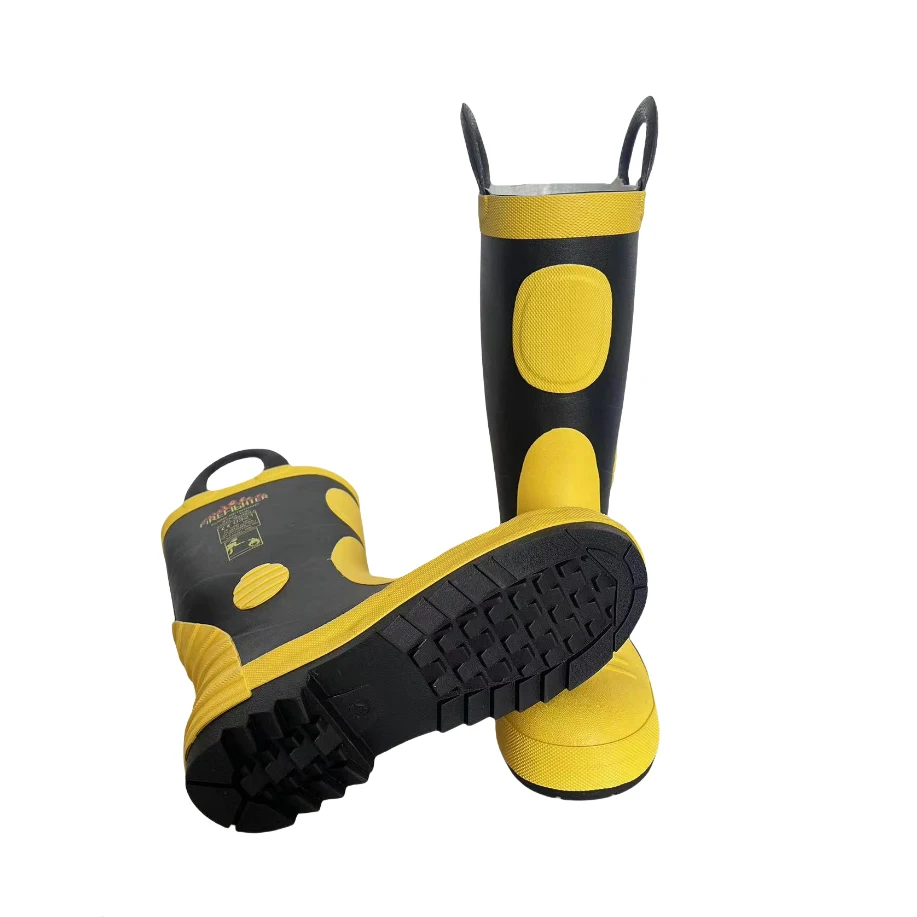 High Quality Rubber Boots for Men Gumboot with Steel Toe Sole Fire Fighting Safety Boots Waterproof Flame Retardant Shoes