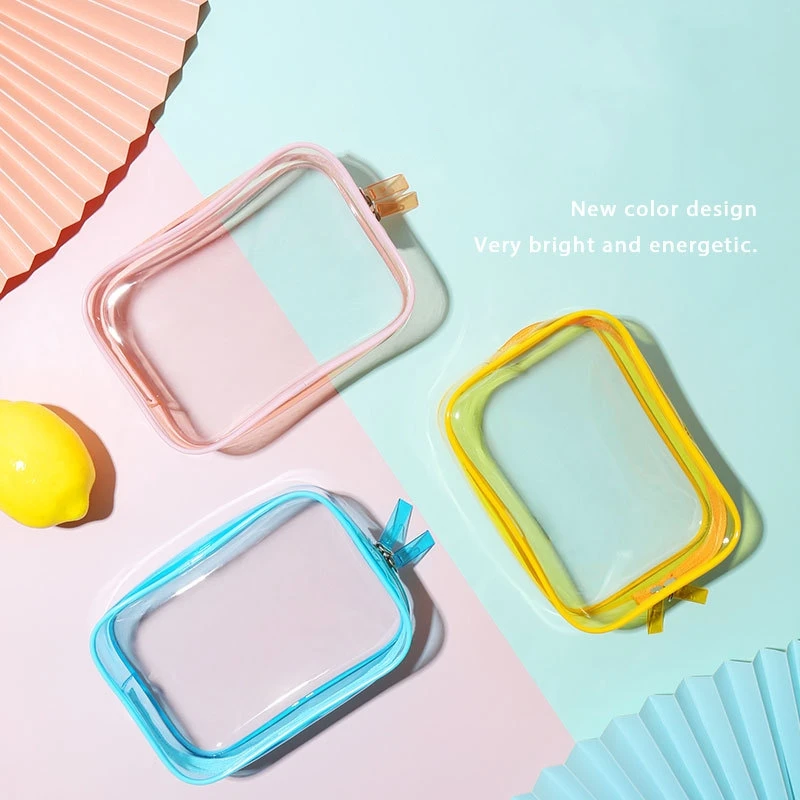 Bulk Stock Wholesale Waterproof Colorful Toiletry Travel Pouch Kit Clear Makeup Bag PVC Transparent Cosmetic Bag for Travel