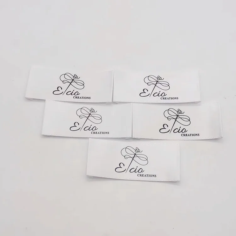 Custom Machine Woven Damask Brand Name Neck Tags Labels for T Shirts