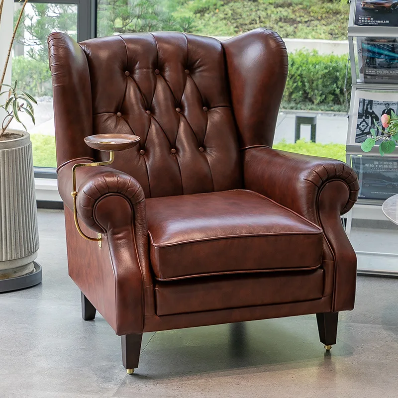 2024 YOUTAI latest four kinds leather single tiger sofa chair American sofa retro single leather sofa for living room