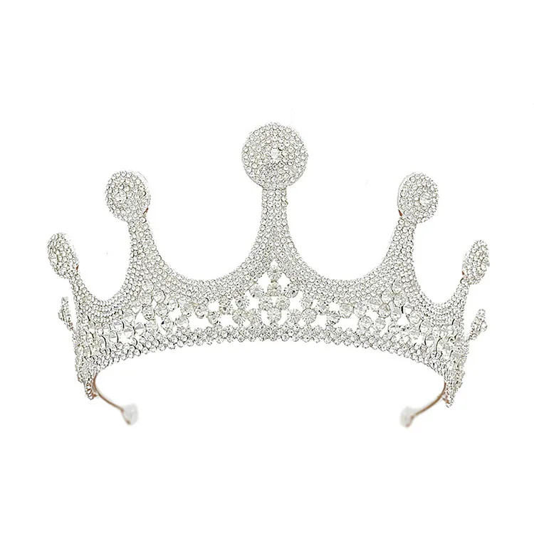 Vintage Round Baroque Crystal Crown for Wedding Beauty Pageant Queen Crowns Jewelry