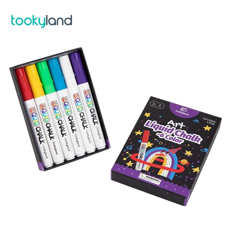 6 Color Liquid Chalk Marker Set Water-based Erasable Painting Toys for Kids Marking and Highlighting