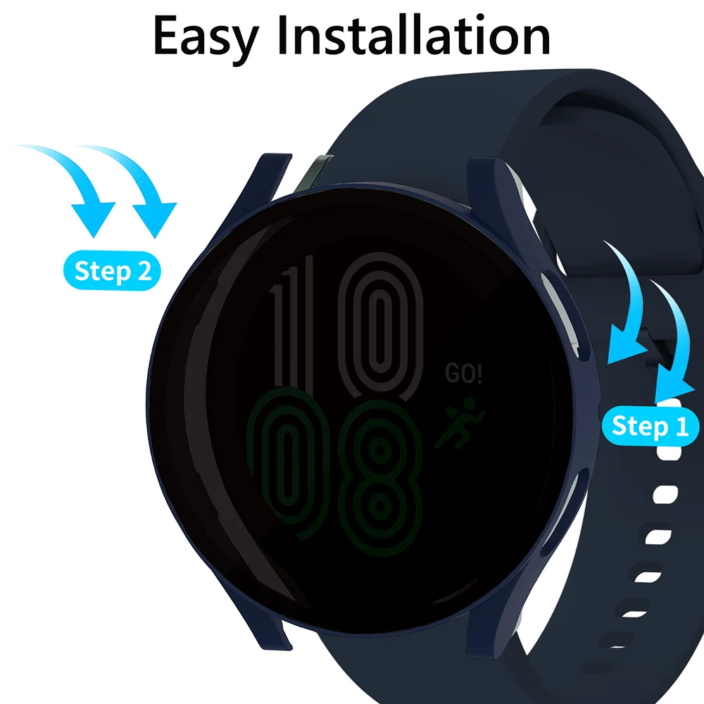 Tschick Privacy Glass+PC Case for samsung Galaxy watch 6 5 4 44mm 40mm all-around Anti-fall cover watch6 5 4 Screen protector