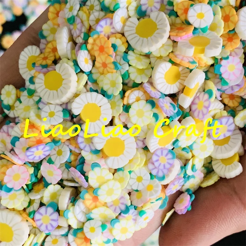 1kg Mix Daisy Clay Flower with leaves Slices Polymer Clay Sprinkles For Diy Crafts Tiny Cute 5mm Plastic Klei Mud Particles