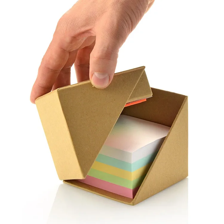 Office Supplies Desk Organizer Memo Note Pads Sticky Notes and Page Marker with Pen Pencil Holder in Recycle Kraft Box