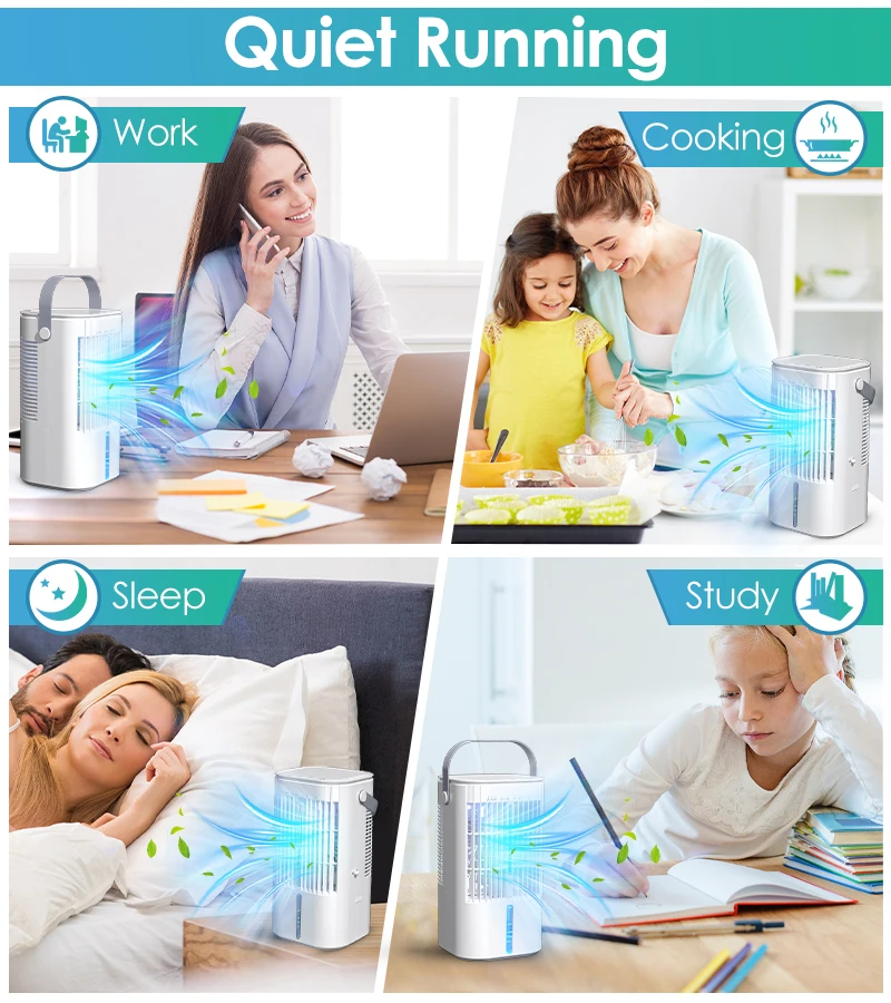 Swamp Cooler Evaporative Air Cooler For Home Dormitory Touch The Switch ,Seven-Color Light,Drawer Type Water