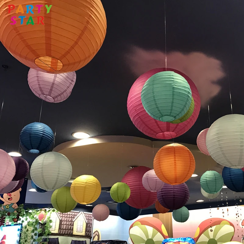 Wholesale Lantern Decorative Halloween Decoration Round Color Paper Lantern For Hanging