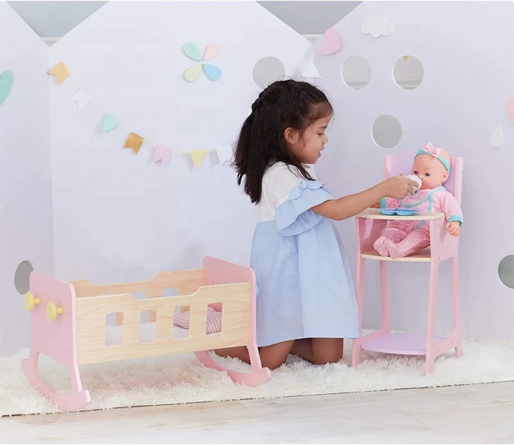 Детская игрушка Reborn Baby Doll мини кукла кровать Экологичные деревянные современные наборы игрушечной мебели 50-60days 50x28x45 см МДФ, дерево, WF-127-1 500 шт