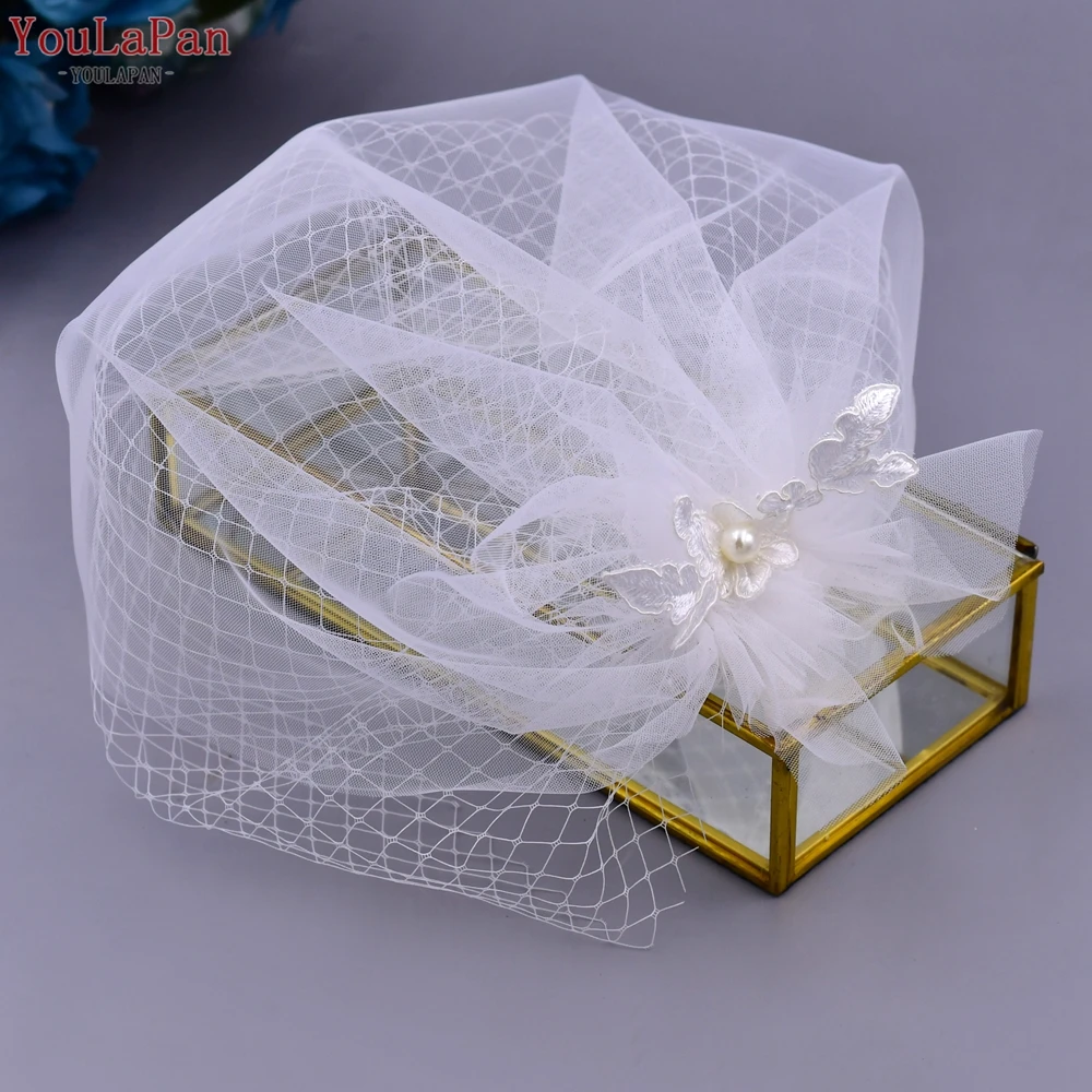 YouLaPan VA14 Fashion Bridal Short Veil Double Layer Mesh Cover Headpiece Headband Banquet Wedding Fascinating Birdcage Veil