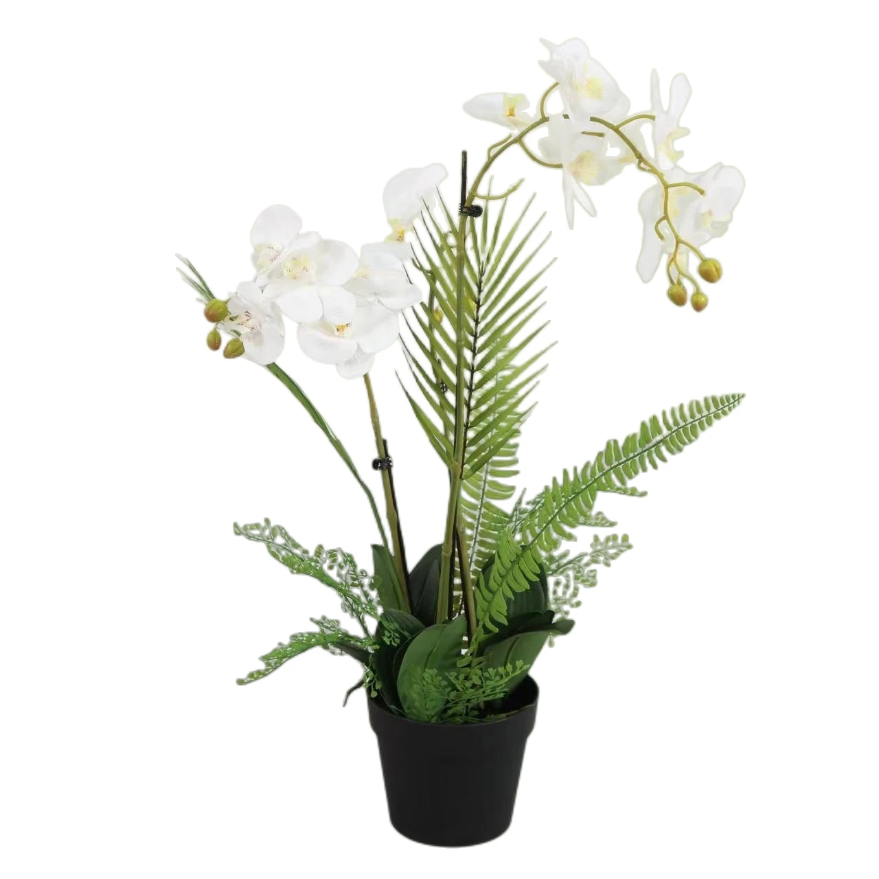 Factory Customized Silk Phalaenopsis Faux White Purple Pink Butterfly Orchids Artificial Flowers in Pot for Home Wedding Decor