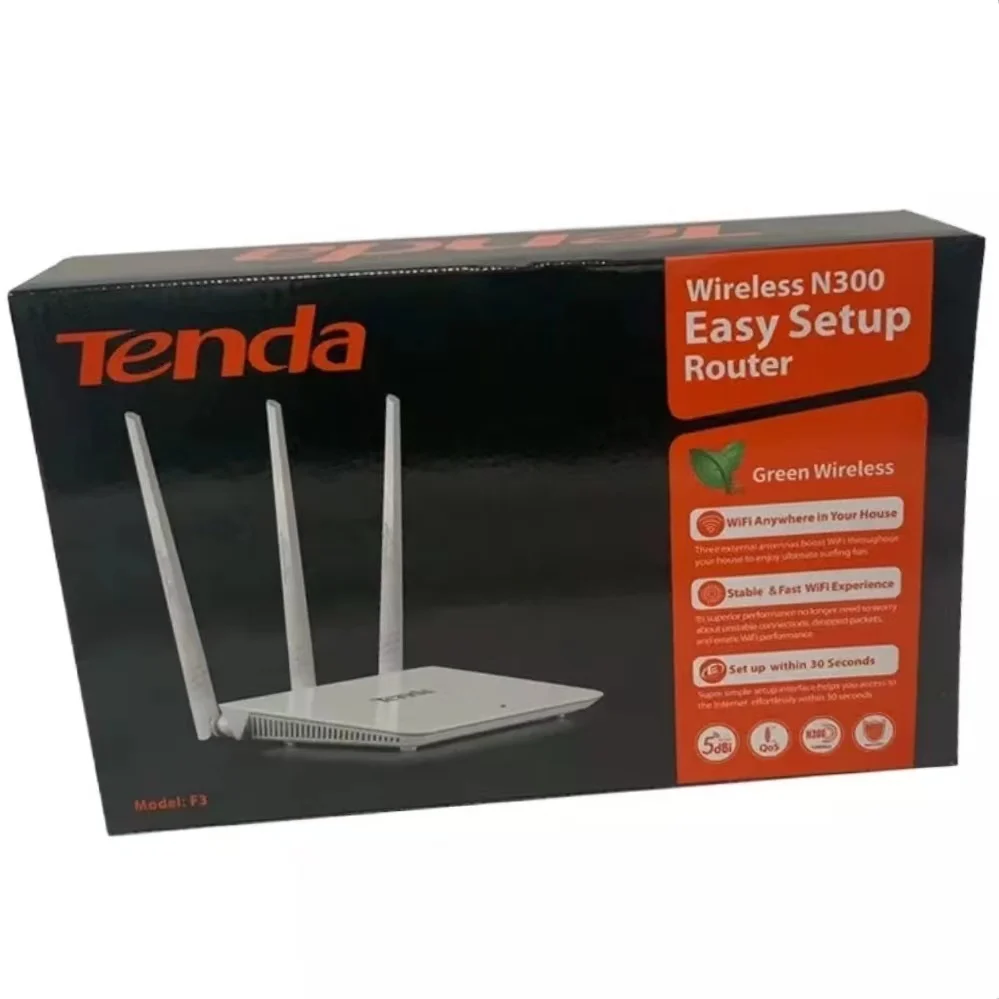 Tenda English Version F3 300mbps 2.4GHz 3*5dBi Wireless Home Through Wall High Speed Fiber Signal Repeater Wifi Router