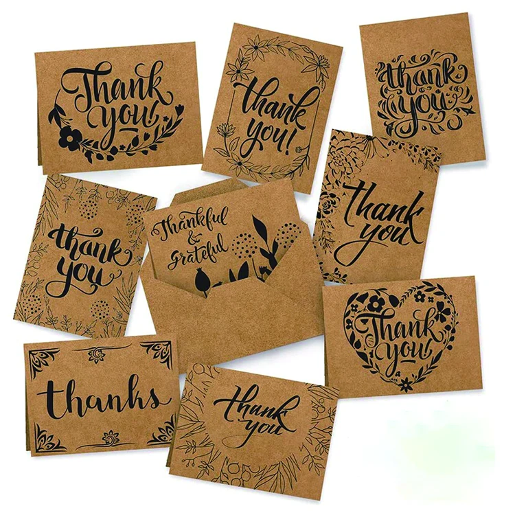 Wholesale recycled kraft paper baby greeting cards with envelopes