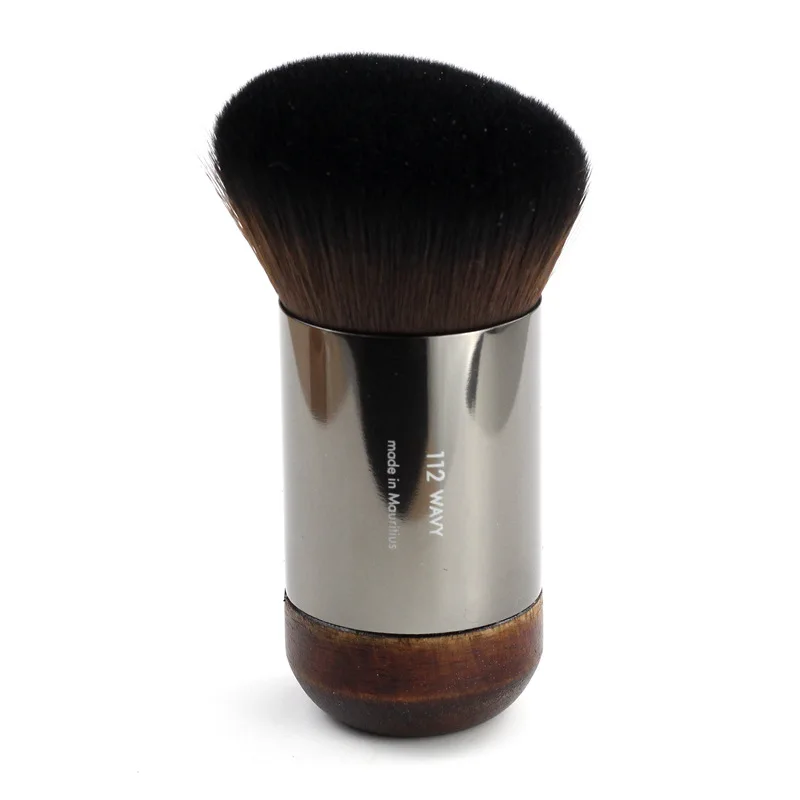 Luma Mini travel Natural Wood Buffing Portable Angled Flat Foundation Makeup Brush