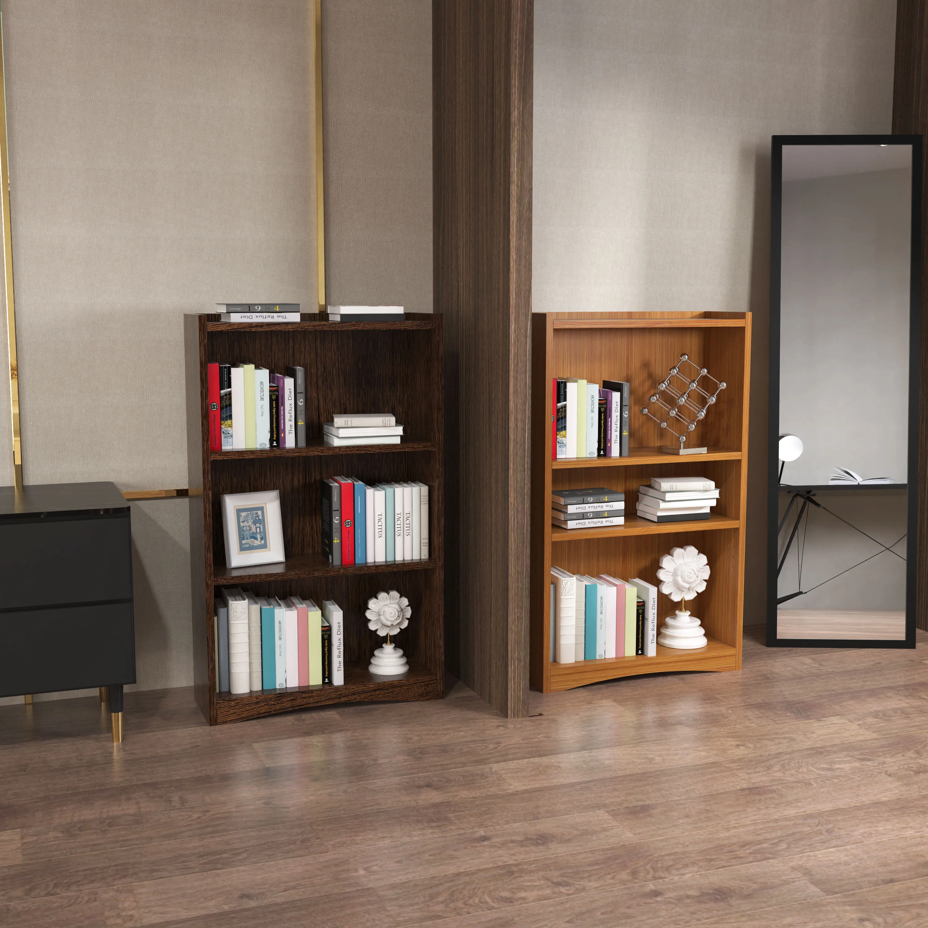 Custom minimalist home bookshelf with storage living room wooden multi-functional bookcase