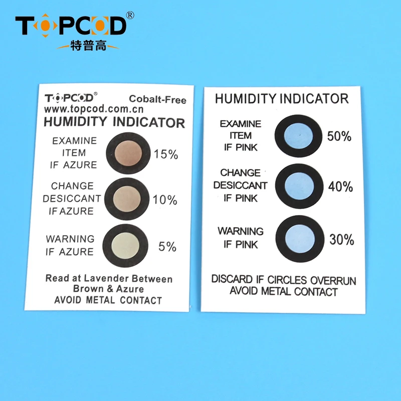 Industrial PCB packaging ordinary 1 3 4 6 dots moisture sensitive humidity indicator card HIC card indicator