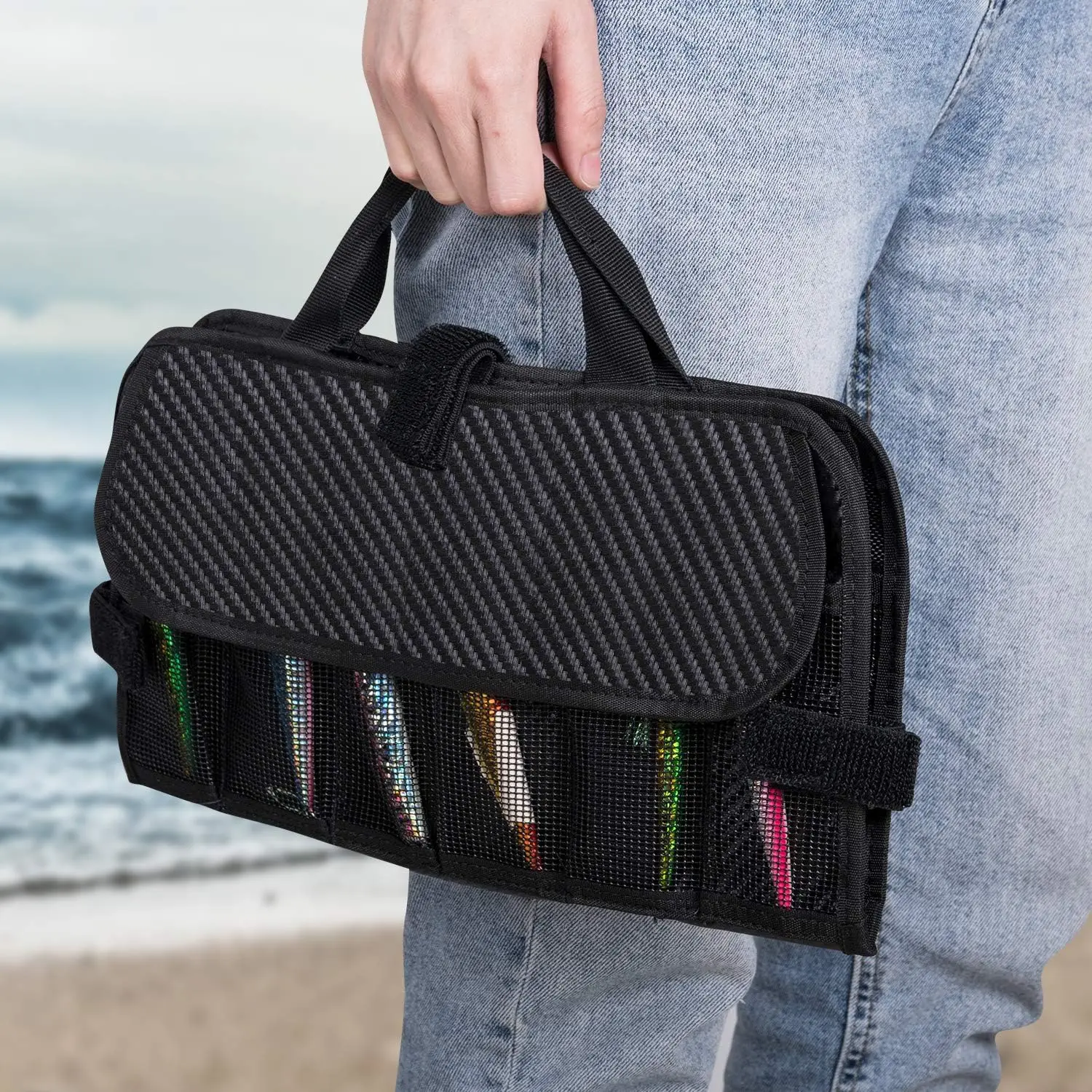 Large Side Entry Fishing Lures Jigs Storage Bag Fishing Tackle Lure Bag for Artificial Bait