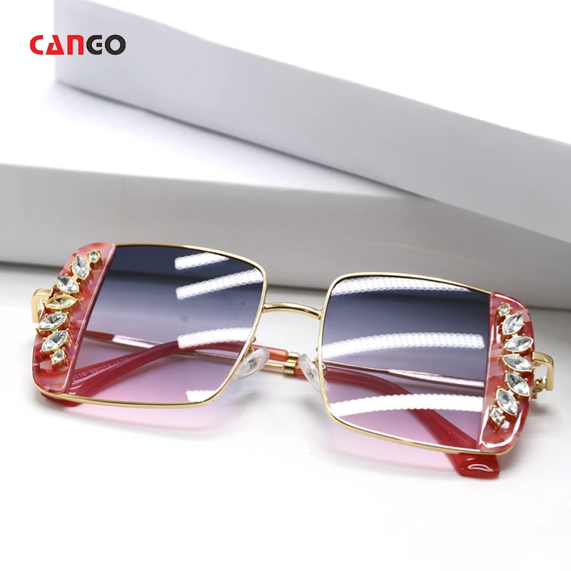 2023 Cut lens sunglasses butterfly rimless sunglasses high quality unisex Diamonds Shiny Sun glasses cheap sunglasses