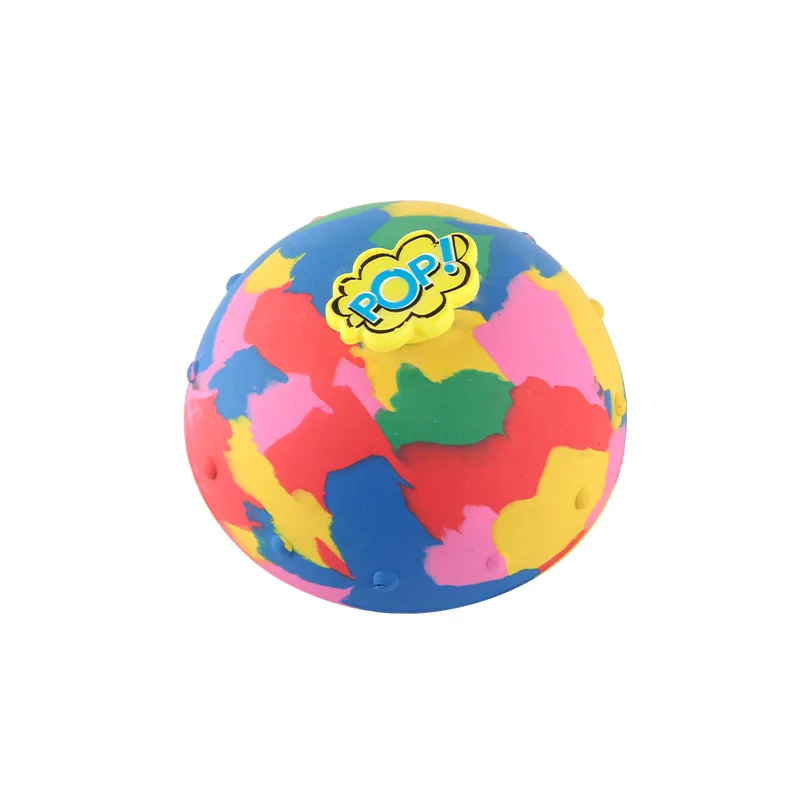 Hop Pops Toys Rubber Colourful Camouflage Bounce Bowl Spinning Top Jumping Half Bouncing Ball