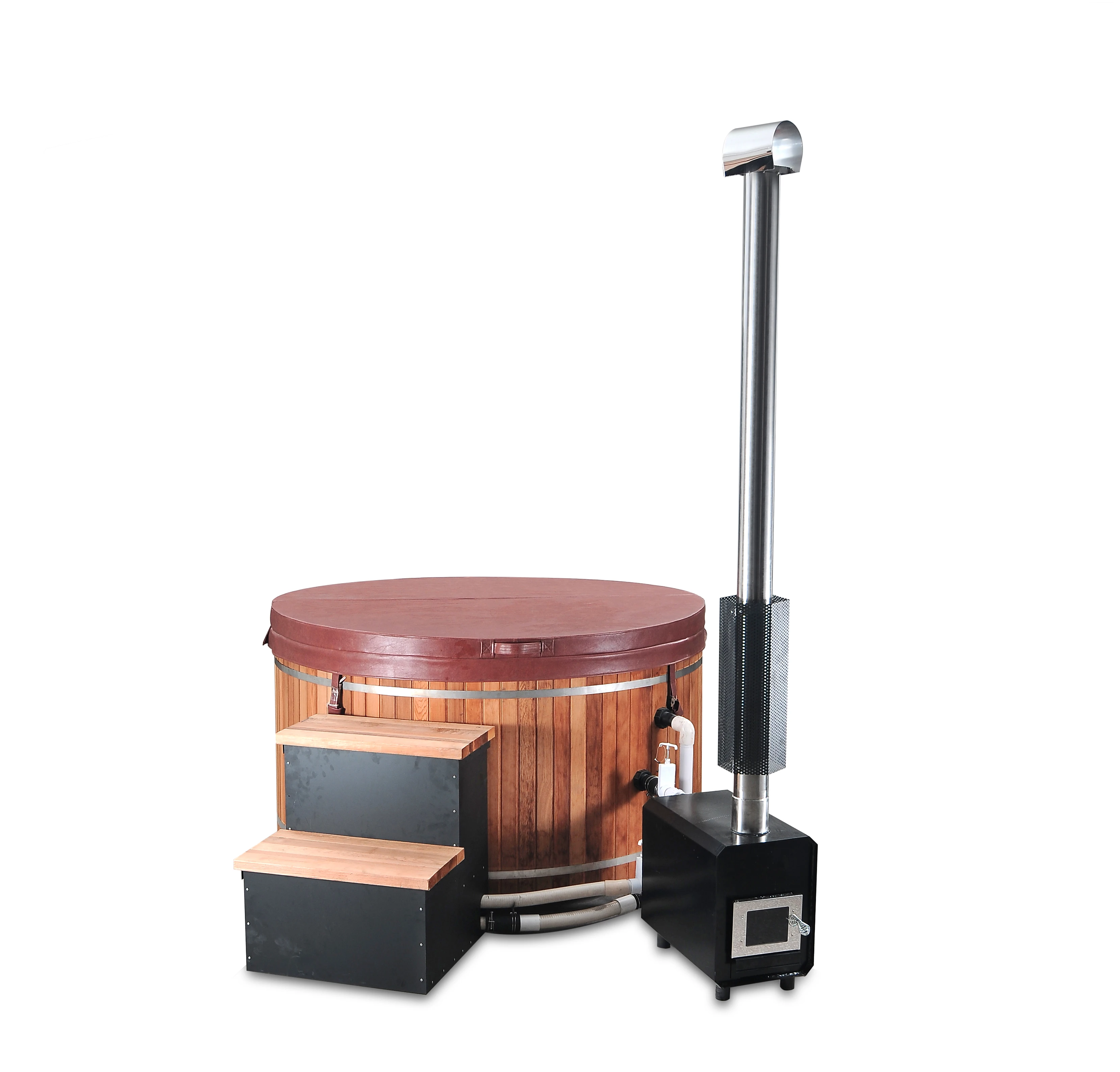 3/4/6/8 Persons  Inflatable Wood Fired Hot Tub SPA Clear Cedar Bathtub