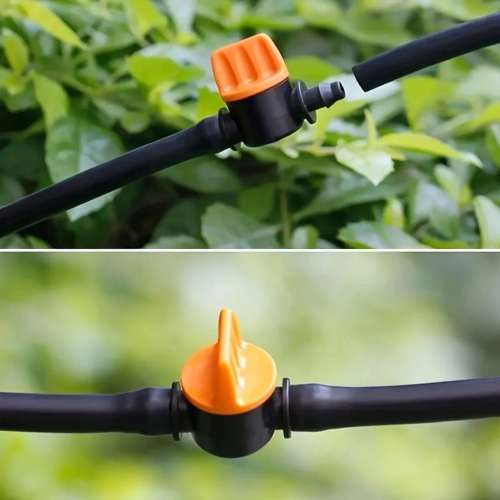 1/4Inch Barbed Mini Valve Shut-Off Fitting for 4/7mmHose Garden Irrigation Pipes Adapter in Greenhouses,Water Flow Control Valve