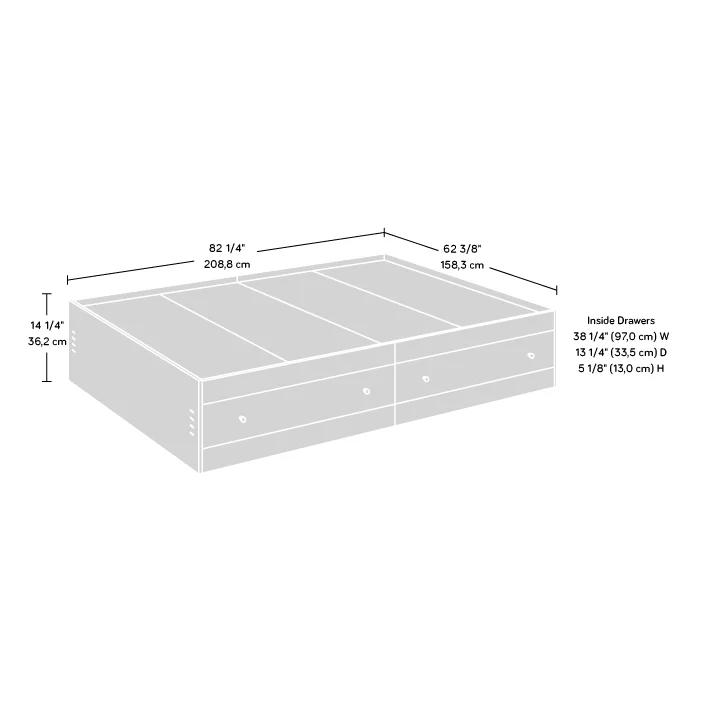 Scandinavian Style Factory Wholesale Wooden Queen Platform Bed with 2 Under Storage Drawers for Bedroom