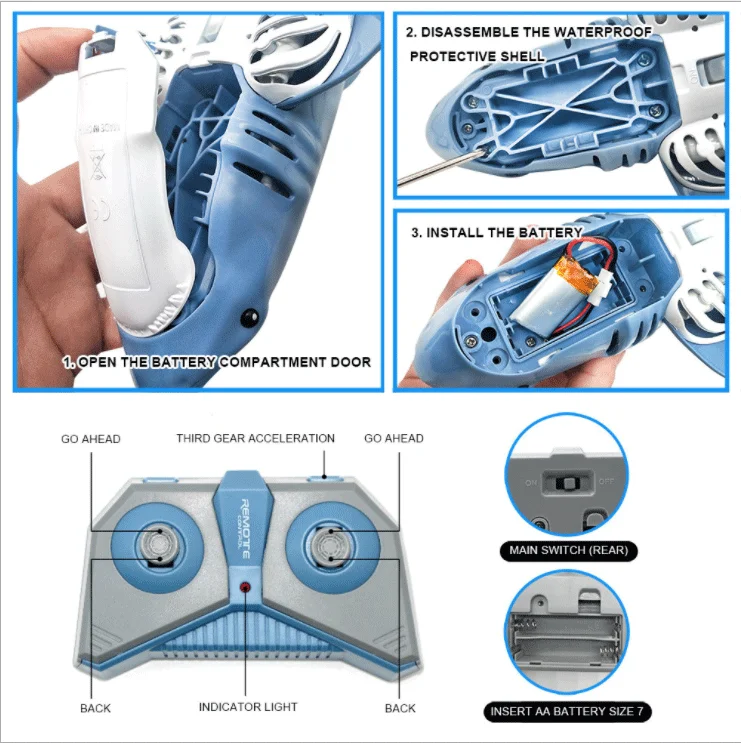 New Design Outdoors Toys 2.4G Remote Control Animal Shark 4 Channel Waterproof Swimming RC Shark in River