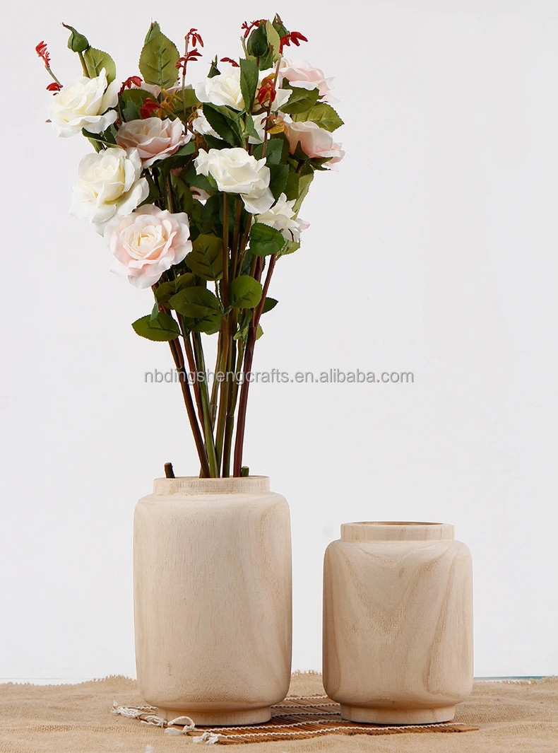 China Factory Promotion natural wood home decorative flower vase for sale