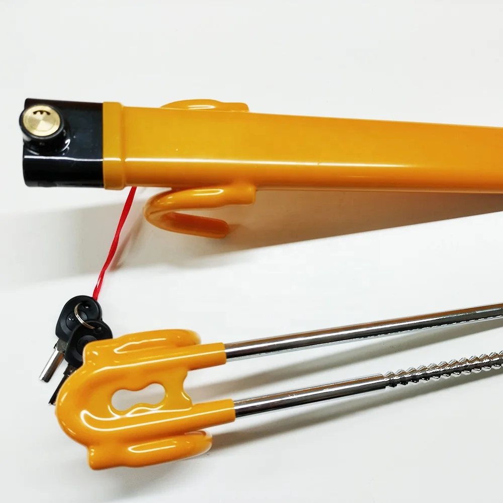 Anti Theft Safety Product Steel Double Hook Twin Bar lock Security Car Universal Steering Wheel Lock with key