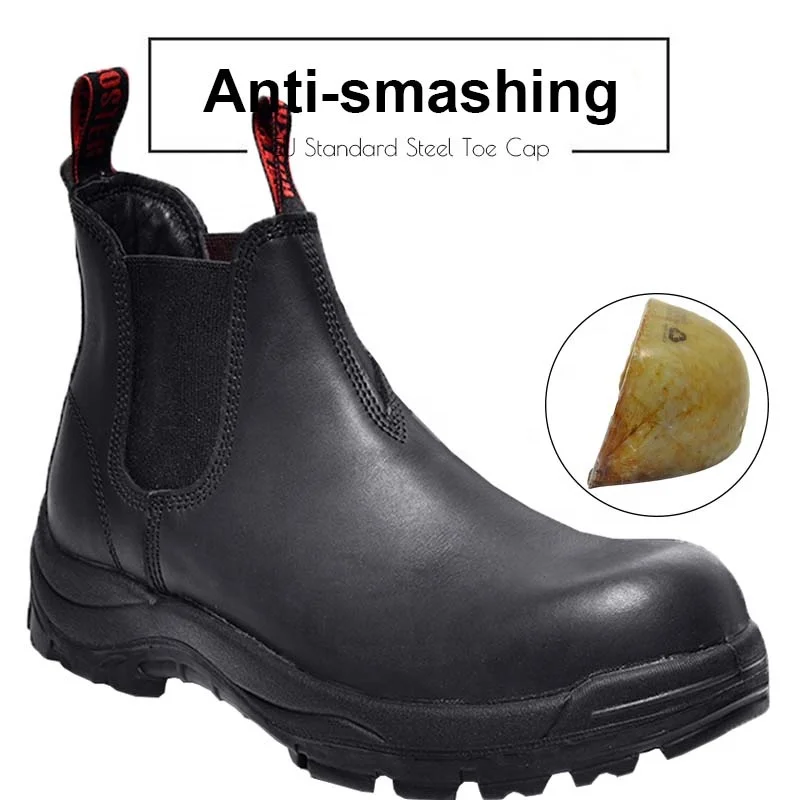 High-end customized Black genuine leather no laces industrial safety boots for South Africa