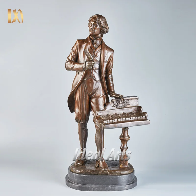 H38cm Wholesale home decor music instrument sculpture small metal brass bronze music figure jazz musician statue for sale