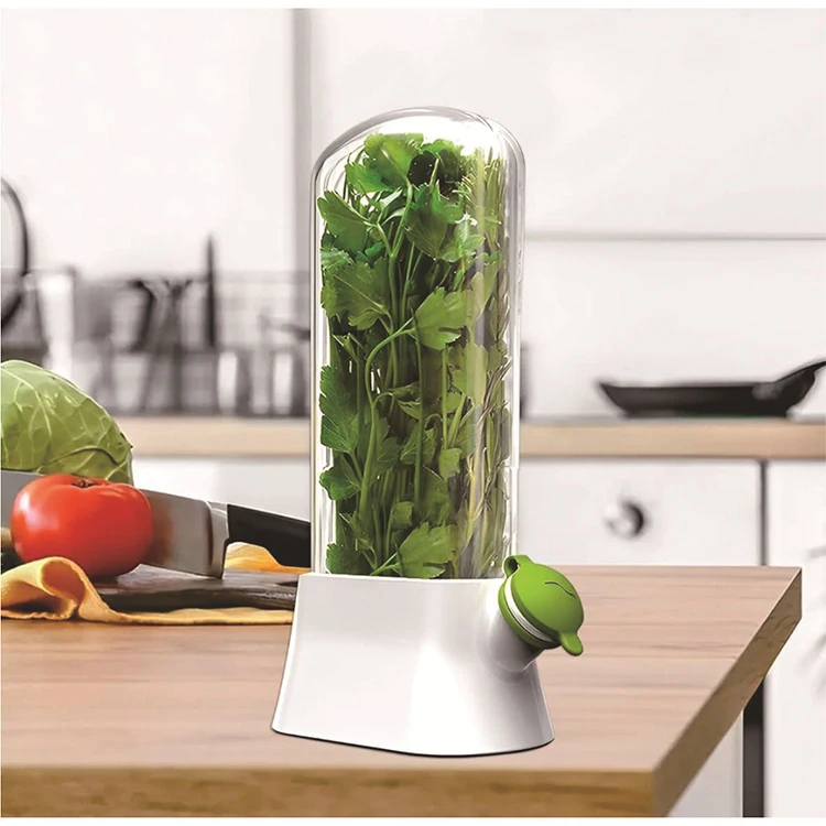 Fresh Herb Keeper for Refrigerator-Space-Saving Cilantro Container for Fridge - Herb Saver for Cilantro, Mint & Asparagus