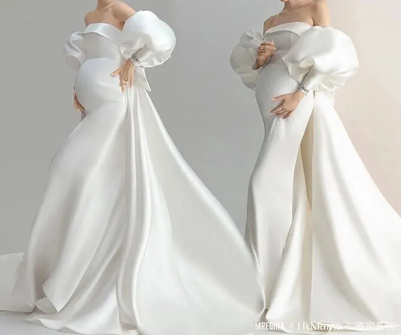 Maternity Gown Fashion Latest Chiffon Maxi Dress Women Clothes Photography Pregnancy Dress For Photo Shoot Pink Pregnant Dress