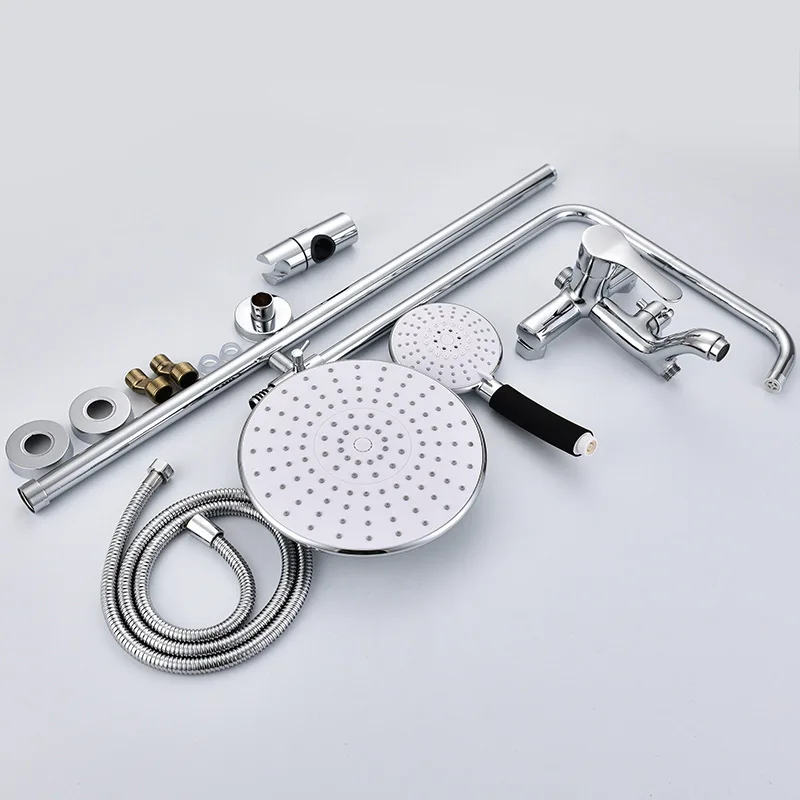 Chrome shower System With Rainfall bathtub Handheld Shower Head thermostatic Brass mixer shower Faucet set