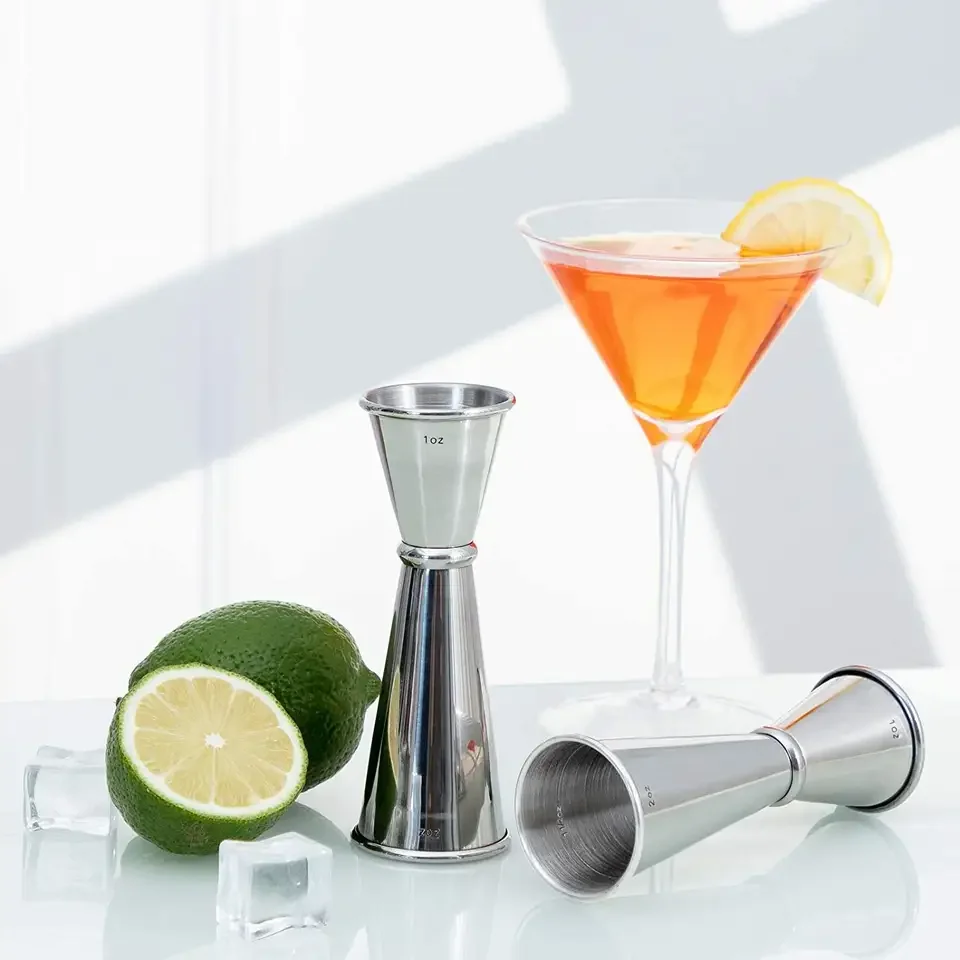 CAMOL Premium Stainless Steel Cocktail Jigger 1/2oz Double Side Cocktail Bar Measuring Mixer Jigger Bartender Tool Measuring Cup