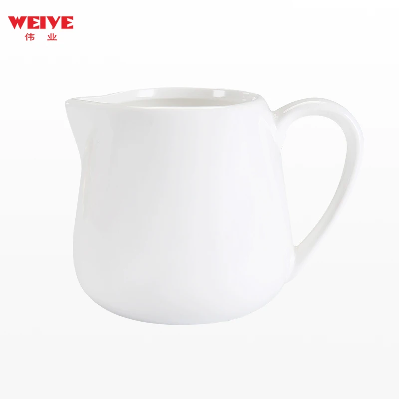 WEIYE  wholesale price multi-size white porcelain milk jug ceramic cup for hotel cafe