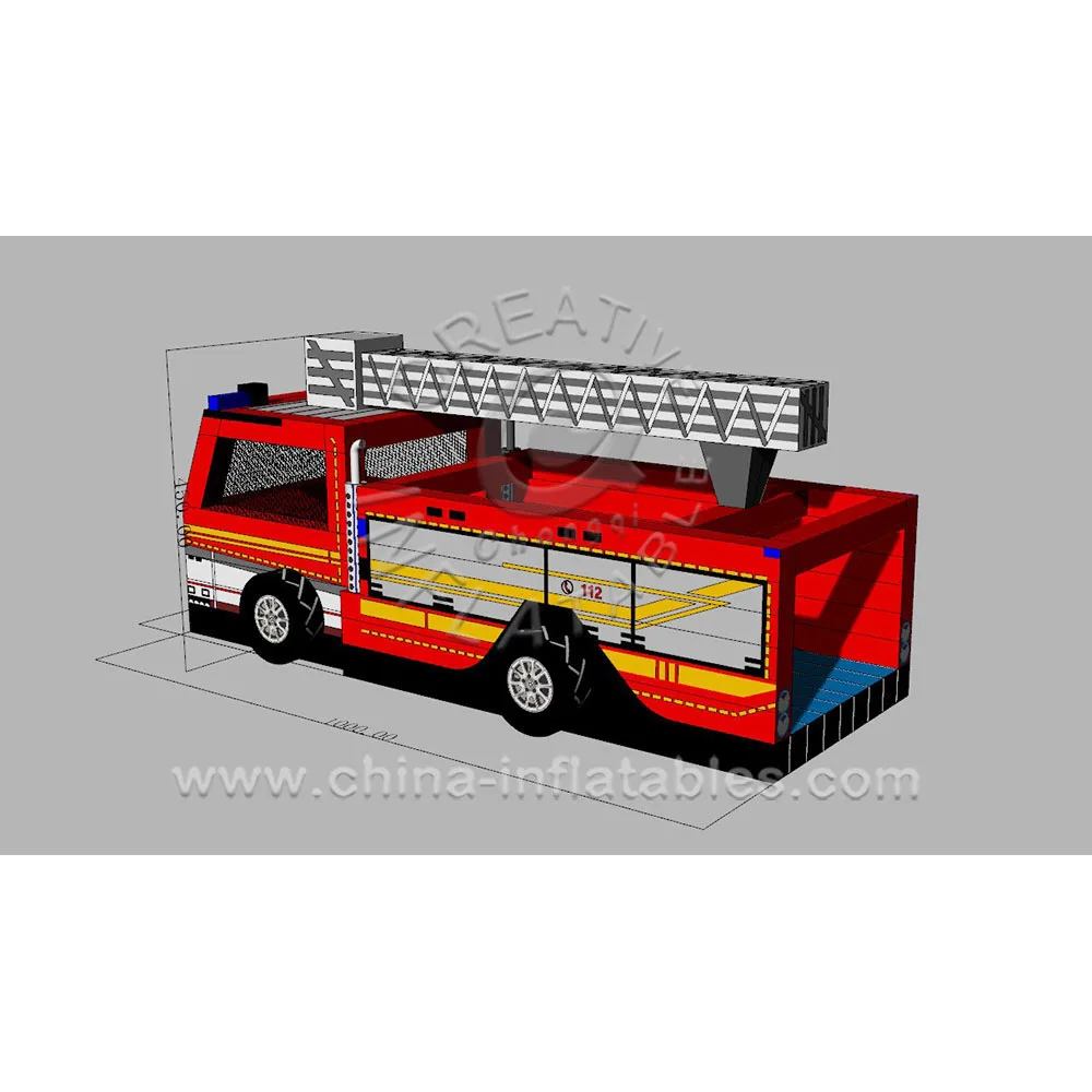 Custom Inflatable Fire Truck Obstacle Ambulance Bounce House Inflatable Obstacle Course For Kids