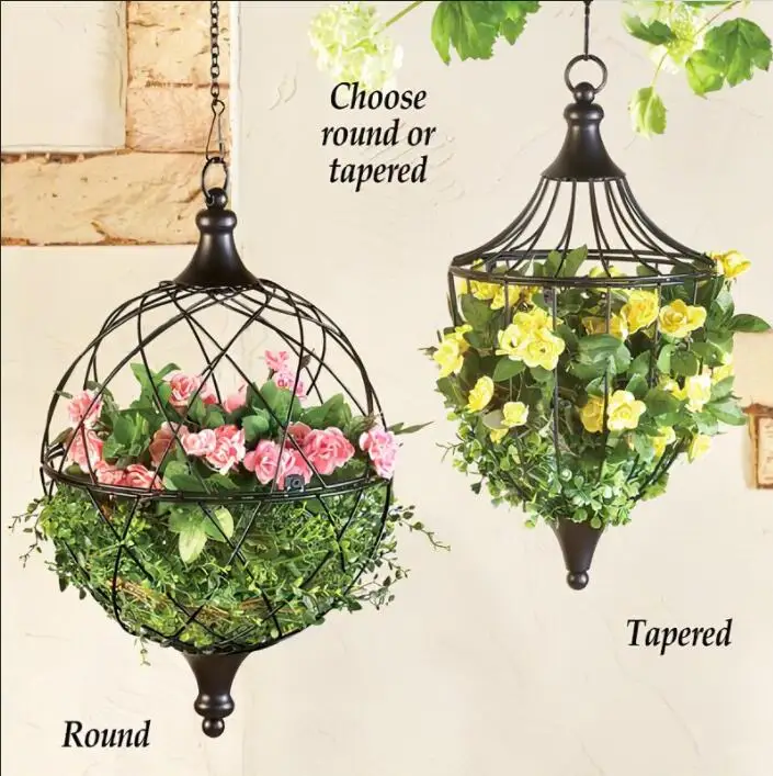 Garden Supplies Flower Pots Metal Iron Wire Round Shaped Hanging Baskets For Plants Outdoor