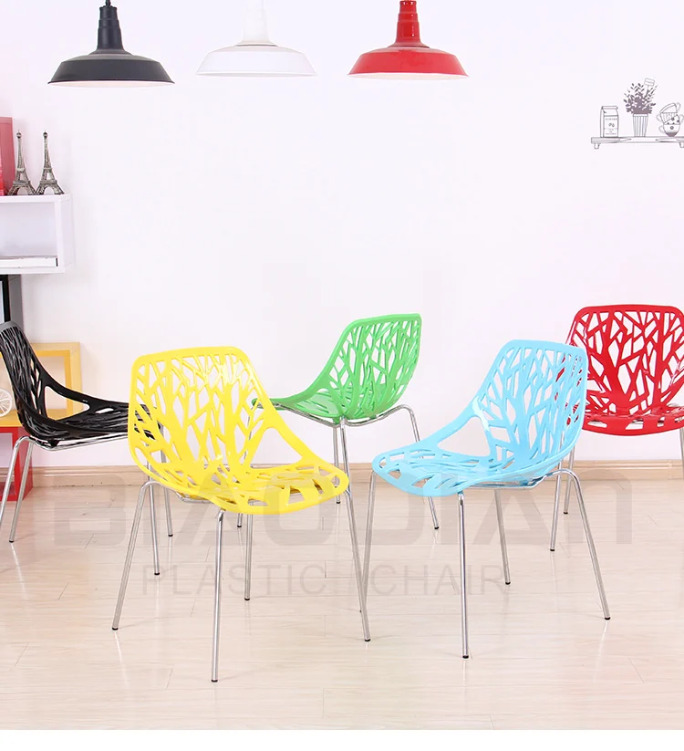 Modern Striking Birds Nest Side Metal Birch Dining Chairs for Restaurants and Coffee shop