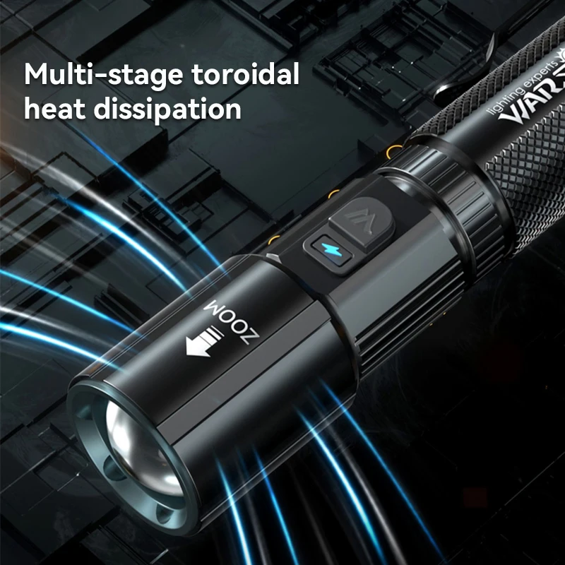 Warsun Y65S Multifunctional high lumen 1000Lm  IP45 battery indicator torch 1000m Long Range Rechargeable Zoomable Flashlight