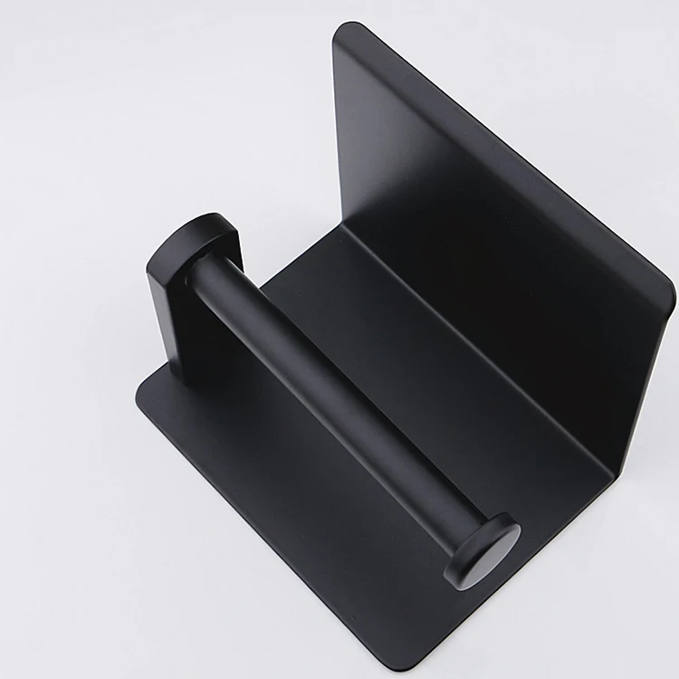 Stainless Steel No Drilling Bathroom Cabinet Under Tissue Holder Large Capacity Kitchen 3m Adhesive Paper Towel Holder Black