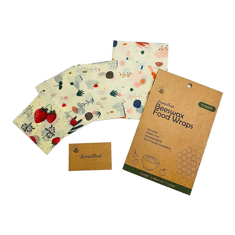 Eco Friendly Reusable Plastic Free Sustainable Storage Biodegradable Natural Beeswax Food Wrap Cover Organic